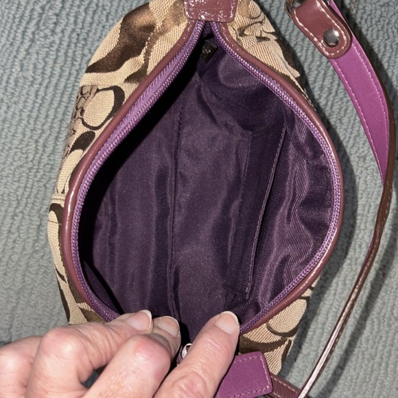 Coach   Patchwork mini bag  Gift vintage Satchel  canvas  brown tan purple  EUC - Picture 16 of 16